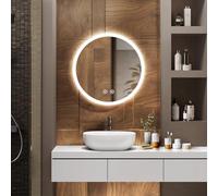 EMKE Espejo de Baño con Iluminación, Diámetro de 50cm, Espejo Redondo con Interruptor Táctil, Antivaho, Función de Memoria, Luz Cálida/Blanca Fría/Neutra