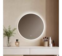 EMKE Espejo de baño LED Redondo 50 cm con luz Blanca fría 6500K, con Interruptor táctil