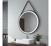 EMKE Espejo de Baño LED Redondo Diámetro 80cm, con Interruptor táctil, Espejo de Pared iluminación Luz Blanca fría 6500K (Tipo 3)