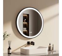 EMKE Espejo de baño Redondo con luz de 70 cm, Espejo de baño LED con Interruptor táctil Blanco frío 6500 K/luz cálida 3000 K/luz Neutra 4000 K (Tipo 3)