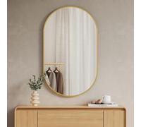 EMKE Espejo de Pared Ovalado 60x100 cm - Espejo de Baño con Marco Dorado Elegante, Espejo Decorativo Horizontal o Vertical para Todos los Espacios