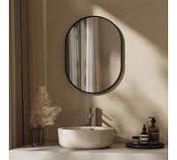 EMKE Espejo de Pared Ovalado Negro 60 x 80 cm - Espejo Horizontal/Vertical con Marco Negro - Espejo Decorativo HD para Pasillo/Baño/Salón