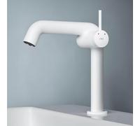 EMKE Grifo de Baño Blanco Mate, 222 x 200 x 76 mm, Latón, Cartucho de Cerámica, Grifo Monomando para Lavabo, Instalación Fácil