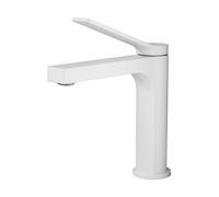 EMKE Grifo de Baño Blanco Mate con Aireador, Mezclador de Lavabo en Latón Macizo, Cartucho Cerámico, Instalación Fácil, Ahorro de Agua, 195x173x46 mm