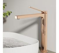 EMKE Grifo de baño de oro rosa, 335 x 233 x 46 mm, latón, cartucho de cerámica, grifo de baño, grifo mezclador de lavabo de fácil instalación, grifo con aireador, grifo de lavabo