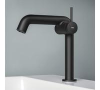 EMKE Grifo de baño negro mate, 222 x 200 x 76 mm, latón, cartucho de cerámica, grifo de baño, grifo con aireador, grifo de lavabo, grifo mezclador de lavabo de fácil instalación