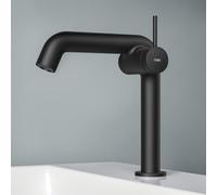EMKE Grifo de Baño Negro Mate, 222 x 200 x 76 mm, Latón, Cartucho de Cerámica, Grifo Monomando para Lavabo, Instalación Fácil