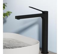 EMKE Grifo de baño negro mate, 335 x 233 x 46 mm, latón, cartucho de cerámica, grifo de baño, grifo mezclador de lavabo de fácil instalación, grifo con aireador, grifo de lavabo