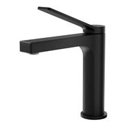 EMKE Grifo de Baño Negro Mate con Aireador, Mezclador de Lavabo en Latón Macizo, Cartucho Cerámico, Instalación Fácil, Ahorro de Agua, 195x173x46 mm