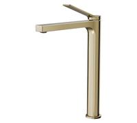 EMKE Grifo de Baño Oro Champán con Aireador, Mezclador de Lavabo en Latón Macizo, Cartucho Cerámico, Instalación Fácil, Ahorro de Agua, 335x233x46 mm