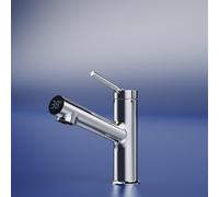 EMKE Grifo de cocina flexible para cocina, indicador de temperatura LED, grifo de cocina, giratorio 360°, grifo de cocina y ducha extensible, cromado