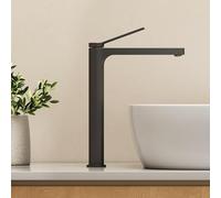 EMKE Grifo de Lavabo de Baño, 335x233x46 mm, Negro Mate, Mezclador de Latón, Grifo de Cocina con Aireador, Cartucho Cerámico, Instalación Fácil