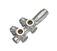 EMKE Grifo de radiador, Válvula de radiador con termostato, Kit de radiador multibloque con regulador de temperatura, Cromo, 1 pieza