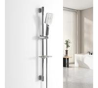EMKE Juego de ducha con barra de ducha de 72 cm + alcachofa de ducha con manguera de 150 cm + soporte para jabón y soporte, juego de ducha para baño, columna de ducha, juego de ducha, cromo