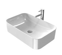 EMKE Lavabo de Apoyo Rectangular 61 × 38 × 15 cm, Lavabo para Aseos, Lavabo Cerámico para Cuartos de Baño, Blanco