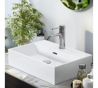 EMKE Lavabo de baño, Rectangular, 515 x 365 x 130 mm, lavabo de cerámica, Blanco brillante, Montaje en pared y Encimera, Lavabo sobre encimera para baño y aseo