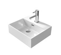 EMKE Lavabo de Diseño Moderno, Lavabo Suspendido de Cerámica de Alta con Borde Fino, Lavabo para Baño y Aseo de Invitados 415x360x130mm, Blanco, Lavabo Cuadrado, Lavabo de Encimera