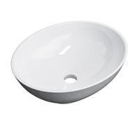 EMKE Lavabo Ovalado para Sobreponer 35 × 27 × 11 cm, Lavabo de Cerámica para Baño y Aseo de Invitados, Lavabo Blanco