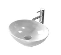 EMKE Lavabo Ovalado para Sobreponer 41.5 × 33.5 × 13 cm, Lavabo de Cerámica para Baño y Aseo de Invitados, Lavabo Blanco