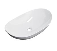 EMKE Lavabo Ovalado para Sobreponer 61.5 × 36 × 15.5 cm, Lavabo de Cerámica para Baño y Aseo de Invitados, Lavabo Blanco
