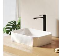 EMKE Lavabo Rectangular 45,0 × 32,0 × 11,0 cm - Lavabo de cerámica para baño y baño de Invitados, Lavabo sin Orificio para Grifo, Blanco (Esquinas Redondeadas)
