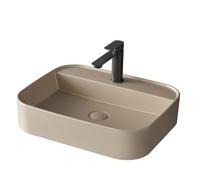 EMKE Lavabo Rectangular - Lavabo para Baño y Aseo de Invitados - 50 × 40 × 11 cm, Lavabo de Cerámica,Beige Mate
