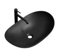 EMKE Lavabo Sobre Encimera Ovalado 61.5 × 36 × 15.5 Cm, Lavabo De Cerámica Para Baño Y WC De Invitados, Lavabo Negro Mate