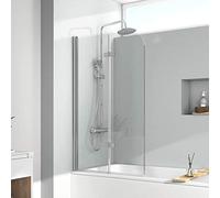EMKE Mampara de ducha para bañera, 100 x 140 cm, plegable, 2 piezas, cristal reforzado de 6 mm