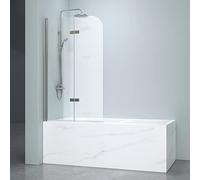EMKE Mampara de ducha para bañera, 120 x 140 cm, plegable, accesorio para bañera, revestimiento de fácil limpieza