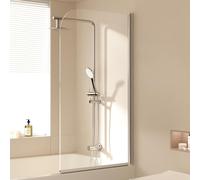EMKE Mampara de ducha para bañera, 70 x 140 cm, accesorio para bañera, plegable, mampara de ducha plegable de 6 mm, cristal de seguridad