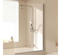 EMKE Mampara de ducha para bañera, 90 x 140 cm, accesorio para bañera, plegable, mampara de ducha plegable de 6 mm, cristal de seguridad