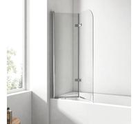 EMKE Mampara de ducha para bañera de 120 x 140 cm, accesorio de 2 piezas, plegable, mampara de ducha para bañera, pared plegable de 6 mm, cristal de seguridad
