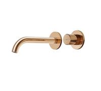 EMKE - Mezclador de lavabo empotrado en oro rosa - Mezclador de 2 agujeros con aireador, mezclador de palanca única, grifo de baño moderno, ahorro de agua, fácil instalación (281 x 140 x 65 mm)