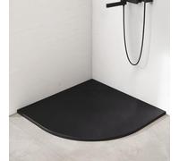 EMKE Plato de ducha 90 x 90 cm, plato de ducha de 90 x 90 cm, plato de ducha plano, esquina antideslizante, recortable, bandeja de ducha SMC, color negro