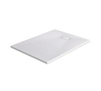 EMKE Plato de ducha de 120 x 90 cm, superficie antideslizante, plato de ducha SMC, aspecto de piedra, plato de ducha de 90 mm, orificio de desagüe esquinero, color blanco