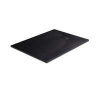 EMKE Plato de ducha de 120 x 90 cm, superficie antideslizante, plato de ducha SMC, aspecto de piedra, plato de ducha de 90 mm, orificio de desagüe esquinero, color negro