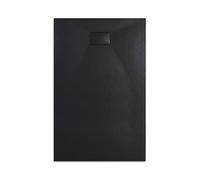 EMKE Plato de ducha de 140 x 90 cm, plato de ducha antideslizante SMC, bandeja de ducha de 90 mm, desagüe recortable, platos de ducha rectangulares, color negro