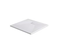 EMKE Plato de ducha de 90 x 90 cm, superficie antideslizante, plato de ducha SMC, aspecto de piedra, plato de ducha de 90 mm, orificio de desagüe esquinero, color blanco