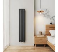 EMKE radiador Compacto, 1600x300 mm, Vertical, Estrecho y Alto para Baño, Mural con Panel Plano, Conexión Central, Diseño Elegante, 557 Vatios, Negro