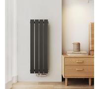 EMKE Radiador Compacto, 900x300 mm, Vertical, Estrecho y Alto para Baño, Radiador Mural con Panel Plano, Conexión Central, Diseño Elegante, 403 Vatios, Negro