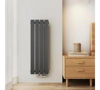 EMKE Radiador Compacto Vertical 900x300 mm, Estrecho y Alto para Baño, Panel Plano Mural, Conexión Central, Diseño Elegante, 403 Vatios, Antracita