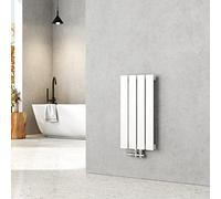 EMKE Radiador de agua caliente 60x30 cm, Radiador plano de solo capa con conexión central, Diseño montaje vertical en pared, Blanco