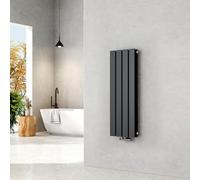 EMKE Radiador de agua caliente 90x30 cm, Radiador plano de doble capa con conexión central, Diseño montaje vertical en pared, Antracita