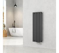 EMKE Radiador de agua caliente 90x30 cm, Radiador plano de solo capa con conexión central, Diseño montaje vertical en pared, Negro