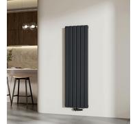 EMKE Radiador de Agua Caliente de Pared Antracita 1600 × 460 mm, Panel Doble, 1449W para 14 m², para Baño, Dormitorio o Salón, Montaje en Pared, sin Válvula