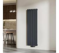 EMKE Radiador de Agua Caliente de Pared Antracita 1600 × 460 mm, Panel Simple, 751W para 8 m², para Baño, Dormitorio o Salón, Montaje en Pared, sin Válvula