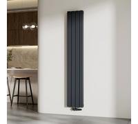 EMKE Radiador de Agua Caliente de Pared Antracita 1800 × 304 mm, Panel Doble,1082W para 12 m², para Baño, Dormitorio o Salón, Montaje en Pared, sin Válvula