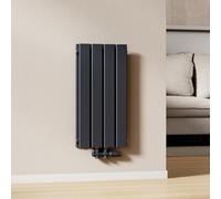 EMKE Radiador de Agua Caliente de Pared Antracita 600 × 304 mm, Panel Doble,384W para 4 m², para Baño, Dormitorio o Salón, Montaje en Pared, sin Válvula