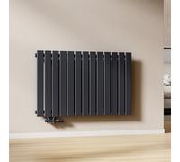 EMKE Radiador de Agua Caliente de Pared Antracita 630 × 1006 mm, Panel Simple, 712W para 6 m², para Baño, Dormitorio o Salón, Montaje en Pared, sin Válvula