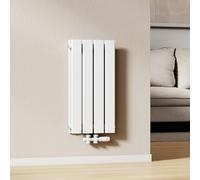 EMKE Radiador de Agua Caliente de Pared Blanco 600 × 304 mm, Panel Doble,384W para 4 m², para Baño, Dormitorio o Salón, Montaje en Pared, sin Válvula